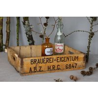 Alte Bierkiste A.b.z., Tablett Aus Holz, Bierkiste, Männerhandtasche, Tischtablett, Holzkiste Bier, Dekotablett, Sammlerkiste, Antiquität von Timmasiru