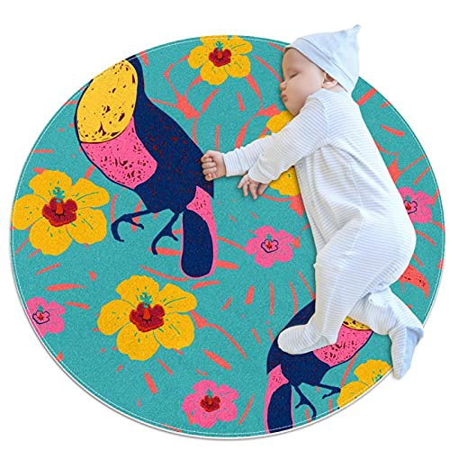 Runde Teppiche, 1 m Durchmesser, für den Innenbereich, Tukane, weich, Wohnzimmer, Schlafzimmer, einzigartiger Teppich, Yoga-Matte, Heimdekoration von Timmershabi
