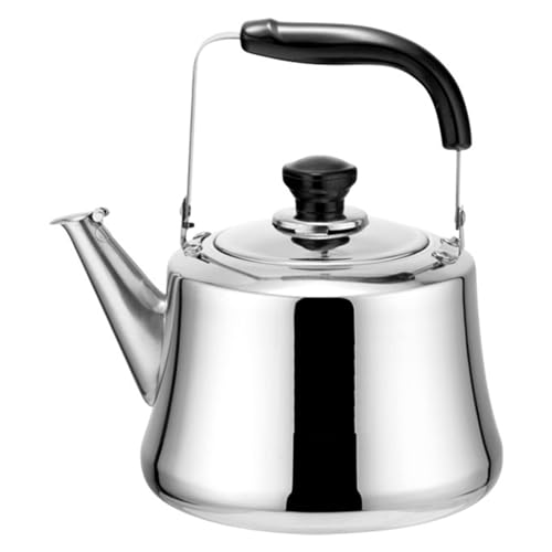 Flötenkessel aus Edelstahl für Herdplatte mit coolem, ergonomischem Klappgriff, 1–6 l Fassungsvermögen (Silber, 1,5 Liter) von TimoBifu