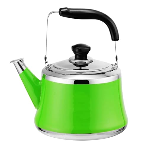 Flötenkessel aus Edelstahl für Herdplatte mit coolem, ergonomischem Klappgriff, 1–6 l Fassungsvermögen (grün, 1 Liter) von TimoBifu