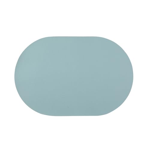 Ovale Tischsets, 4er-/6er-Set, Tischsets aus Kunstleder, wasserdichte und rutschfeste Esstischsets für den Innen- und Außenbereich(Mist blue,Set of 6) von TimoBifu