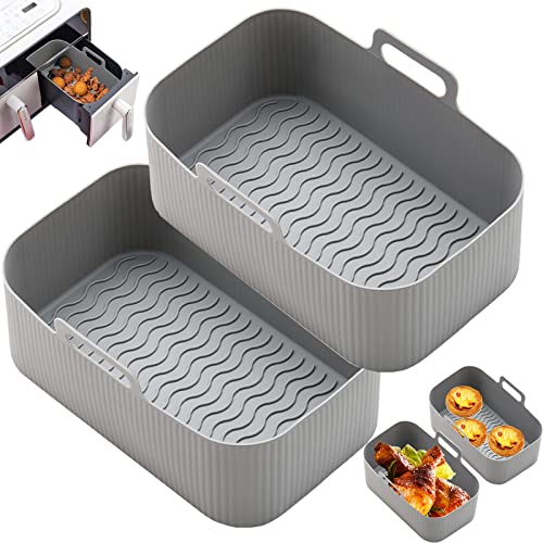 2Pcs Silikonform Heißluftfritteuse-Airfryer Silikonform Heißluftfritteuse Zubehör für Ninja Foodi Max Dual Zone AF300EU 7.6L,Heißluftfritteuse Backform Silikon Zubehör Accessories für Ninja von Timyca