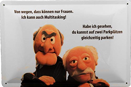 AGDeko André Günther Dekoration & Style Blechschild 20x30 Statler und Waldorf zum Thema Frauen Multitasking witzige Lebensweisheit der Muppet Show von Tin Sign