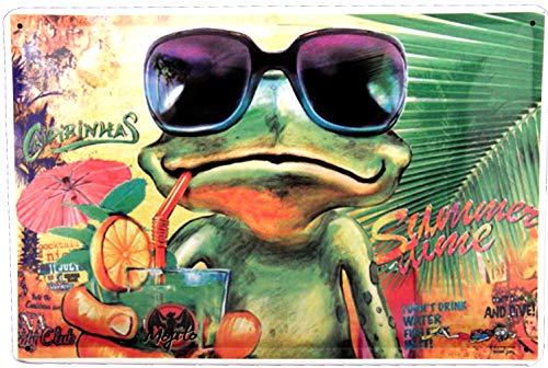 Blechschild 20x30 Cocktail Caipirinha Mojito Summer Time Crazy Frog zur Deko in Bar Kneipe Pub Partykeller Essen Trinken von Tin Sign
