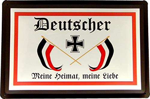 Blechschild 20x30 Deutscher Meine Heimat Meine Liebe im Vintage Retro Design mit Eisernes Kreuz Flagge zur Dekoration von Wohnung Garten Garage Werkstatt Hobby Raum UVM von Tin Sign