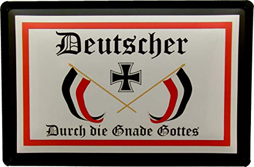 Blechschild 20x30 Deutscher duch die Gnade Gottes im Vintage Retro Design mit Eisernes Kreuz Flagge Deko für Wohnung Garten Garage Werkstatt Hobby Deutschland von Tin Sign