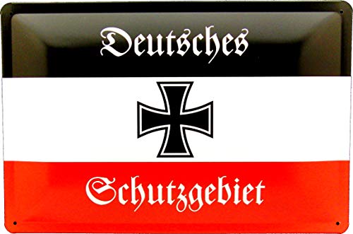 Blechschild 20x30 Deutsches Schutzgebiet im Vintage Retro Design mit Eisernes Kreuz zur Dekoration von Wohnung Garten Garage Werkstatt Hobby Raum UVM von Tin Sign