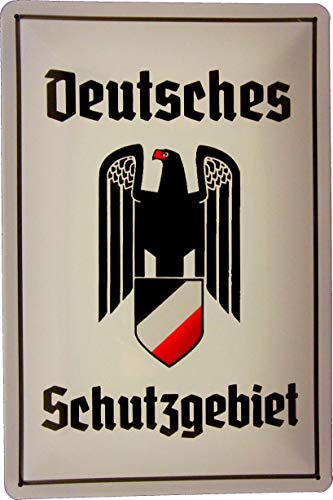 Blechschild 20x30 Deutsches Schutzgebiet mit Adler Wappen Schwarz Weiß Rot im Vintage Retro Design für Wohnung Garten Garage Werkstatt Hobby Raum Deutschland von Tin Sign