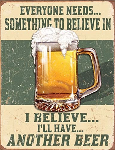 Believe in Beer Party Booze Lager Vintage Retro Männerhöhle Bar Pub Schuppen Neuheit Geschenk Aluminium Metall Blechschild Wanddekoration Schild von Tin Sign