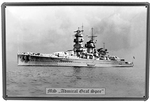 Tin Sign Blechschild 20x30 Admiral GRAF Spee Panzer Schiff 1934-1939 Deutsches Reich Kriegs Marine Weltkrieg Deutschland Lützow Scheer Seefahrt Meer von Tin Sign