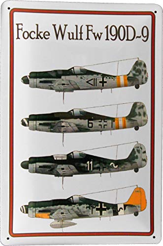 Tin Sign Blechschild 20x30 Flugzeug Focke Wulf Fw190 Jäger deutsche Luftwaffe Weltkrieg Militär Abfangjäger von Tin Sign