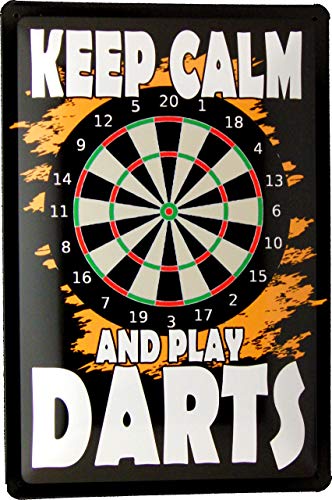 Tin Sign Blechschild 20x30 Keep Calm Play Darts bleibe ruhig Spiele Dart ideale Dekoration von Sports bar Kneipe Pub Party Hobby Raum Küche Gastronomie Spielhalle Sportheim Werkstatt Büro Beruf von Tin Sign