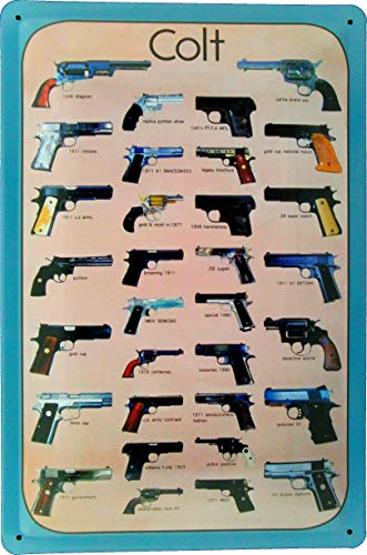 Tin Sign Blechschild 20x30 Pistole Revolver Colt Navy Peacemaker 1911 Python Varianten von Feuer Waffen Kurzwaffen Handgun Firearm von Tin Sign