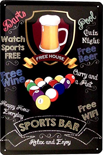 Tin Sign Blechschild 20x30 Pool Billard Sports Bar 8 Ball Deko für Kneipe Pub Party Raum Küche Gastronomie Spielhalle Sport von Tin Sign