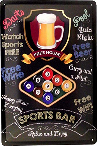 Tin Sign Blechschild 20x30 Pool Billard Sports Bar 9 Ball Deko für Kneipe Pub Party Raum Küche Gastronomie Spielhalle Sport Snooker von Tin Sign