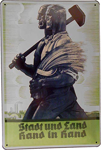 Tin Sign Blechschild 20x30 Stadt und Land Hand in Hand Erntehelfer Bauern Werktätige 3.Reich DDR FDJ Tin Sign Blechschild 20x30 Stadt und Land Hand in Hand Erntehelfer Bauern Werktätige 3.Reich DDR FDJ von Tin Sign