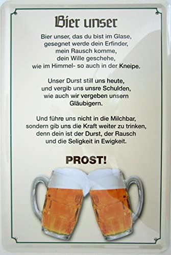 Tin Sign Blechschild 20x30 cm Bier Gebet Bier unser das du bist im Glase Kneipen Spruch Bar Alkohol Fun Metall Schild von Tin Sign