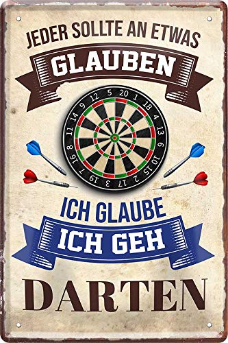 Tin Sign Blechschild 20x30 cm Ich glaube ich GEH darten Dart Spielen Fun Spruch Bar Kneipe Haus + Garten Deko Sport Hobby Geschenk von Tin Sign