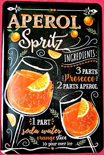 Tin Sign Blechschild 20x30 cm Rezept APEROL Spritz Mixen Bar Kneipe Disco Wandtafel Kult Getränk Metall Schild von Tin Sign
