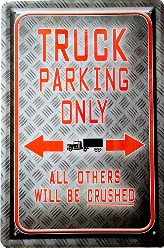 Tin Sign Blechschild 20x30 cm Truck Parking only LKW Parkplatz Schild Garage Firma Spedition Sammler Geschenk Deko Schild Trucker von Tin Sign