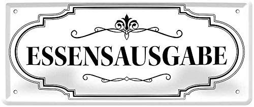 Tin Sign Blechschild 28x12 cm ESSENSAUSGABE Küche Buffet Theke Speisen Hotel Restaurant Gasthaus Hinweis Wand Schild 006 von Tin Sign