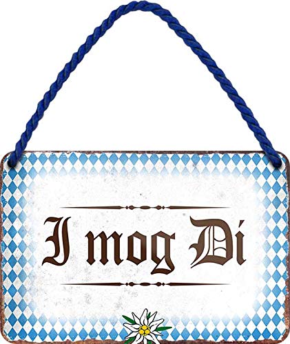 Tin Sign Hängeschild Blechschild 18x12 cm Bayerischer Fun Spruch I mog di - Ich mag Dich Dialekt Familie Beziehung Bar Kneipe Haus + Garten Wand Deko H004 … von Tin Sign