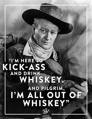 Tin Sign Vintage Retro Man Cave Bar Pub Schuppen Neuheit Geschenk Aluminium Metall Blechschild Wanddekoration Schild – Cowboy John Wayne Kick Ass Drink Whiskey Zitat von Tin Sign