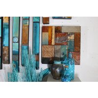 Rustikale Natur Liebhaber Holzskulptur Innen-Und Außenbereich Letzten Blatt 135 Yr Seltene Alte Zinn Deckenplatte Collage 18 Zoll Sq. Frank L von TinExpressions