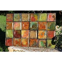Sale Herbst Gemälde Große 3x2 "Vintage Glasierte Decke Blatt Blechfliese Collage Metall & Holz Dekor Bunte Wandmontage Installation von TinExpressions