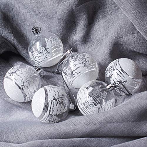 TinaDeer 12PCS Transparent Weihnachtskugeln Schnee Christbaumkugeln Kunststoff Kugelweihnachtskugeln Christbaumschmuck Weihnachtsschmuck für Weihnachtsbaum Weihnachten Hochzeit (White, 6CM) von TinaDeer