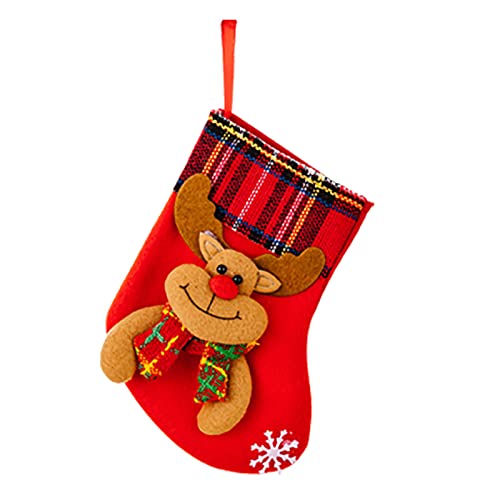Klein Nikolausstrumpf Weihnachtsstrumpf zum Befüllen Nikolausstiefel Personalisiert Geschenke Taschen Christmas Stocking Nikolaussocken zum Aufhängen für Wand,Kamin,Weihnachtsbaum (C, 10x16cm) von TinaDeer