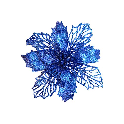 TinaDeer 5 Stück Weihnachtsblume - Weihnachtsbaum Blumen 10CM - Künstlich Weihnachtsblumen - Weihnachtsbaumdeko Blumen - Weihnachtsdeko Ornamente - Künstliche Weihnachten Blumen (Blau, 10×10cm) von TinaDeer