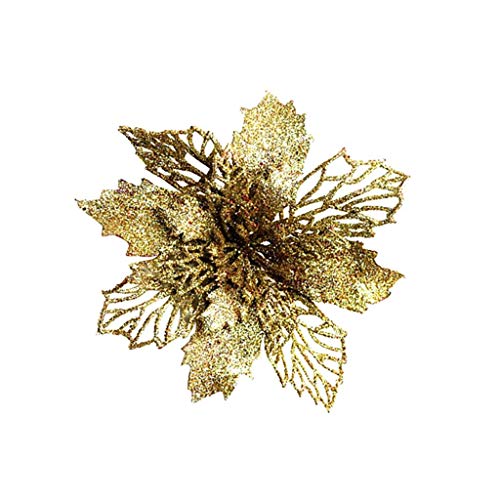 TinaDeer 5 Stück Weihnachtsblume - Weihnachtsbaum Blumen 10CM - Künstlich Weihnachtsblumen - Weihnachtsbaumdeko Blumen - Weihnachtsdeko Ornamente - Künstliche Weihnachten Blumen (Gold, 10×10cm) von TinaDeer