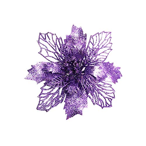 TinaDeer 5 Stück Weihnachtsblume - Weihnachtsbaum Blumen 10CM - Künstlich Weihnachtsblumen - Weihnachtsbaumdeko Blumen - Weihnachtsdeko Ornamente - Künstliche Weihnachten Blumen (Lila, 10×10cm) von TinaDeer