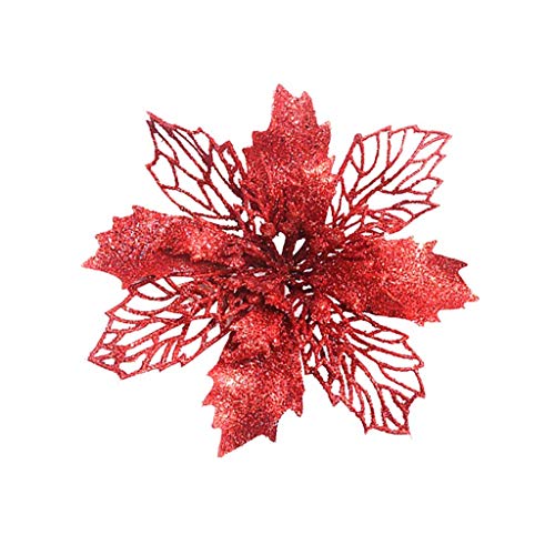 TinaDeer 5 Stück Weihnachtsblume - Weihnachtsbaum Blumen 10CM - Künstlich Weihnachtsblumen - Weihnachtsbaumdeko Blumen - Weihnachtsdeko Ornamente - Künstliche Weihnachten Blumen (Rot, 10×10cm) von TinaDeer