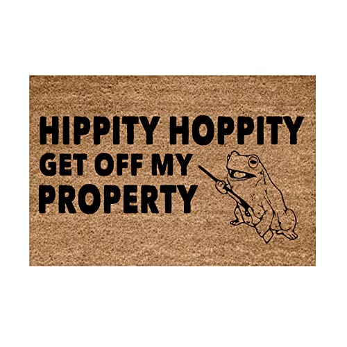 Lustige Fußmatte Outdoor Willkommen mit Spruch, Hippity Hoppity Get Off My Property, Fussmatte Frosch, Fußabtreter Saugstarker rutschfeste Waschbar für Innen und Außen, 40x60cm von TinaDeer