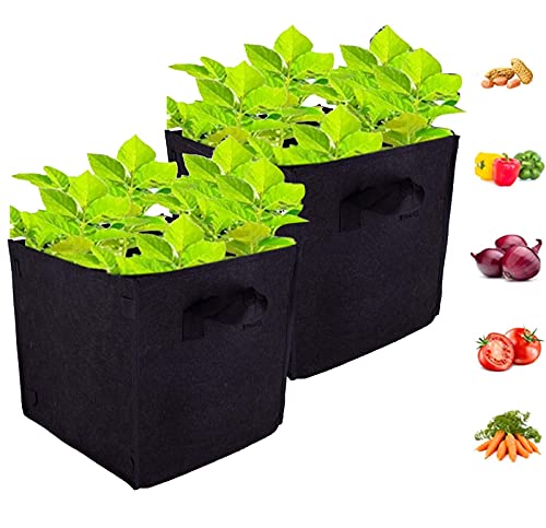 TinaDeer Pflanzsack aus Atmungsaktiver Filzstoff, Erhöhtes Pflanzenbeet, Garten Balkon Pflanztasche Gemüse Anzucht Tomate Kräuter Pflanzbeute, Gartentasche, Pflanzenwachstumsbeutel (7 Gallonen) von TinaDeer