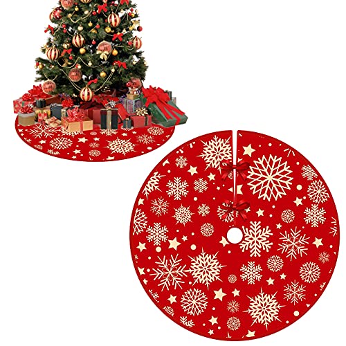 TinaDeer Weihnachtsbaum Rock Rot - 90CM Weihnachtsbaumdecke Rund Baumdecke Decke für Weihnachtsfeiertag Dekorationen, Weihnachtsbaumrock Christmas Decorations (C, 90CM) von TinaDeer