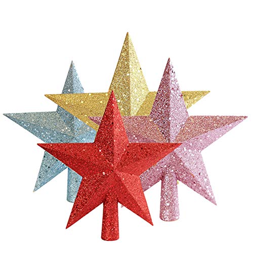 TinaDeer Weihnachtsbaum Stern Spitze - Weihnachtsbaumspitze Stern Glitzernden - Weihnachten Baumspitze - Christbaumspitze Weihnachtsstern für weihnachtsbaumschmuck Party Dekoration (4PCS, 12×11cm) von TinaDeer