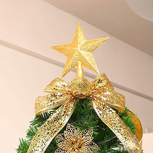 TinaDeer Weihnachtsbaum Stern Spitze - Weihnachtsbaumspitze Stern Glitzernden - Weihnachten Baumspitze - Christbaumspitze Weihnachtsstern für weihnachtsbaumschmuck Party Dekoration (Gold, 12×11cm) von TinaDeer