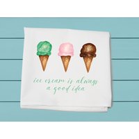 Eis Ist Immer Eine Gute Idee, Mehlsackhandtuch, Sommerdeko, Baumwollhandtuch Eis Ist Immer Eine Gute Idee, Mehlsackhandtuch, Sommerdeko, Baumwollhandtuch von TinaLabadiniDesigns