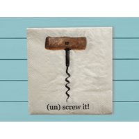 Lustige Cocktailservietten ~ Korkenschraube Abschrauben Weinliebhaber Puns Papierparty Servietten Happy Hour Lustige Serviette von TinaLabadiniDesigns