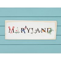 Maryland ~ Holzblock Büro Wanddekoration Segelboot Krabbe Abschlussgeschenk von TinaLabadiniDesigns