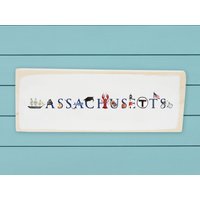 Massachusetts Holzblock ~ Orginal Kunst Mit Highlights Von Wand - Oder Regalaufhängung von TinaLabadiniDesigns