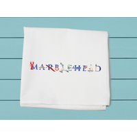 Mehlsackhandtücher ~ Marmorkopf, Massachusetts Illu-Angegeben Küchentuch Maschinenwaschbar 100% Baumwolle Hochwertig Dekoratives Handtuch von TinaLabadiniDesigns