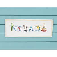 Nevada Holzblock ~ Illustrierte Wandkunst Usa Wohnkultur von TinaLabadiniDesigns