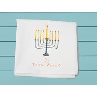 Oy To The World, Mehlsacktuch, Küchenbehang, Ofenhandtuch, Hanukkah Handtuch, Winterdeko, Baumwolltuch von TinaLabadiniDesigns