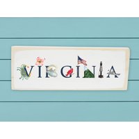 Virginia Holz Block Dekoration Wandbehang Kunst von TinaLabadiniDesigns