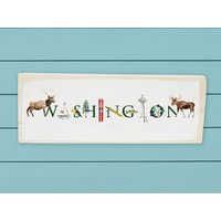 Washington ~ Holzblock Ikonen Des Bundesstaates Abschlussgeschenk Wandbehang von TinaLabadiniDesigns