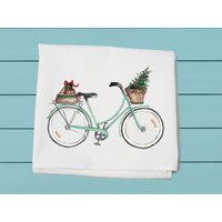 Weihnachtsrad Mehlsacktuch ~ Fahrrad Winterdeko Handtuch Baumwolltuch von TinaLabadiniDesigns